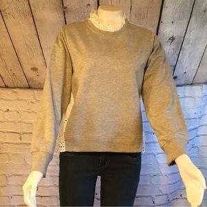 Ladies grey and white eyelet sweatshirt by time and true size 8/10 M